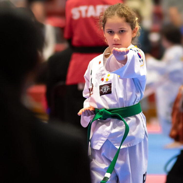 Student competing at a Taekwondo tournament